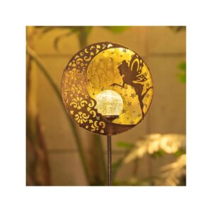 Resistant Metal Moon Lamp Solar Fairy Garden Light for Patio Yard Lawn Pathway Decor