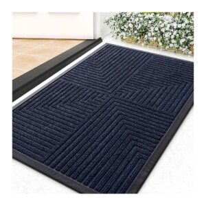 Resistant Navy Blue Front Door Mat with Easy Cleaning and Low Maintenance for Home Decor