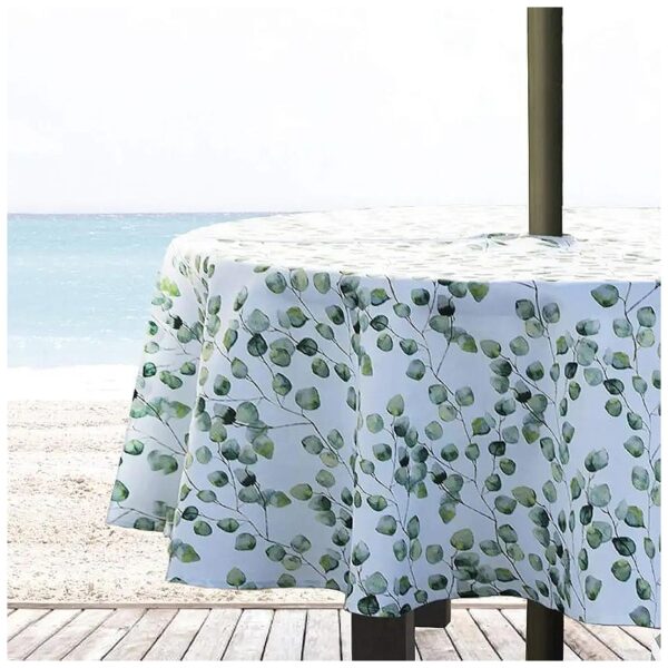 Resistant Polyester Tablecloth with Umbrella Hole and Zipper Closure for Patio Garden Use