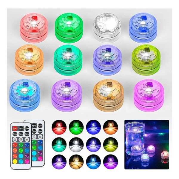 Resistant RGB LED Tea Lights for Vases, Pools, and Ponds with IR Remote Control