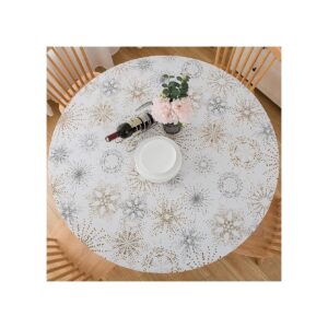 Resistant Vinyl Fitted Tablecloth with Firework Design - Easy Installation