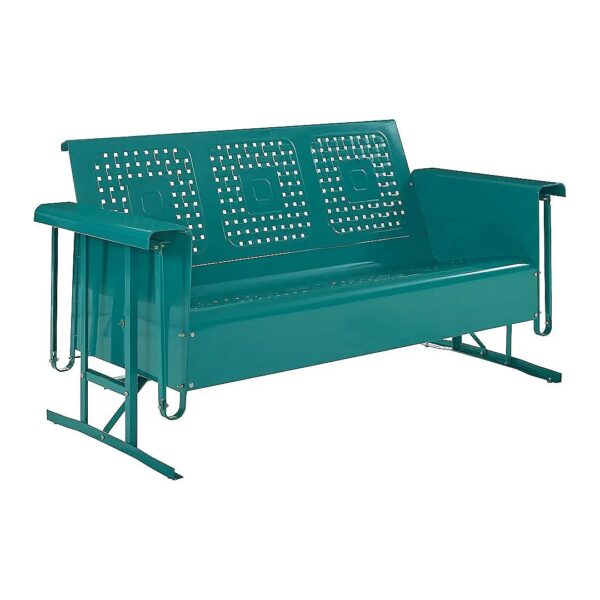 Retro Metal Outdoor Glider Sofa with Turquoise Gloss Finish