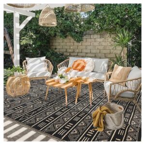 Reversible 9x12ft Waterproof Outdoor Plastic Straw Rug for Backyard and Patio