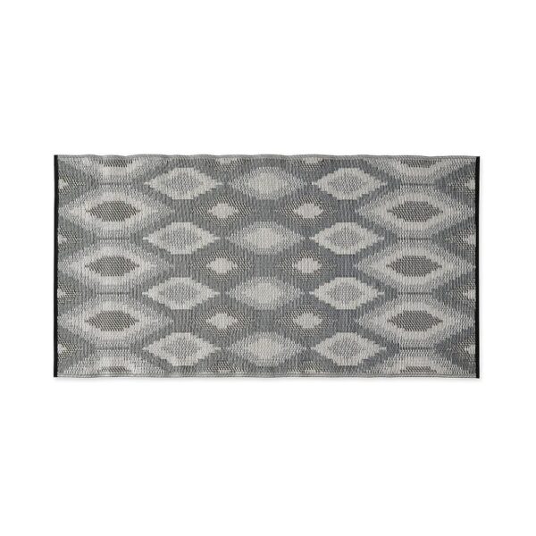 Reversible Ikat Woven Outdoor Indoor Rug 3x6 Black Polypropylene Braided Mats