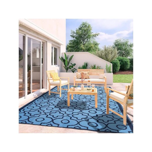 Reversible Outdoor Rugs Large 5x8 Feet Waterproof Patio Decor Area Rug Non-Slip