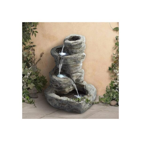 RockCascade 21 3/4" High LED Lit Floor Fountain with Cast Resin Construction