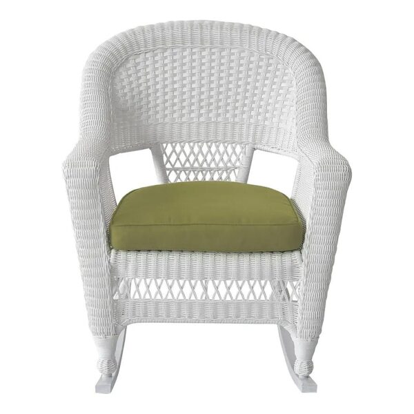 Rocker Wicker Chair Set with Green Cushions and Durable Resin Wicker Construction