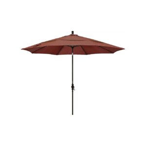 Round Aluminum Market Umbrella with Crank Lift and Collar Tilt, Vibrant Adobe Canopy