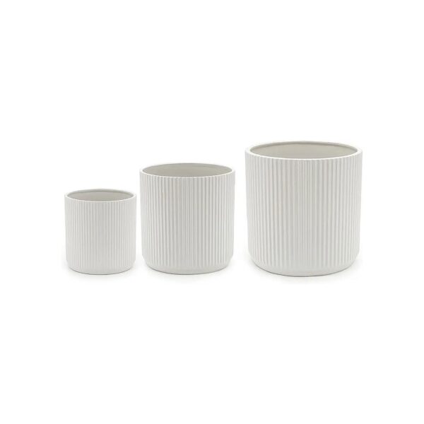 Round Ceramic Planters with Modern Fluted Design for Indoor Outdoor Space