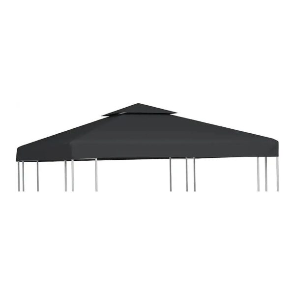 Round Dark Gray Textile Waterproof Gazebo Canopy Replacement Cover 10'x10