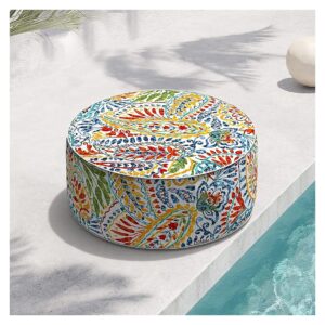 Round Inflatable Ottoman with Portable Handle for Indoor Outdoor Use