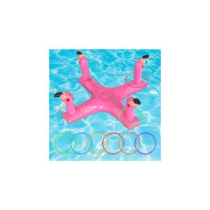 Round Pool Fun, Inflatable Ring Toss Game for Kids and Adults with 6PCS Rings