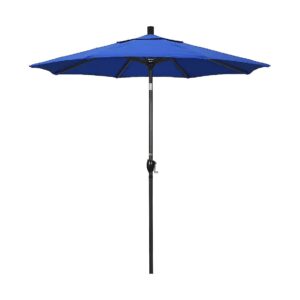 Royal Blue Aluminum Sun Umbrella with Crank Lift and Push Button Tilt