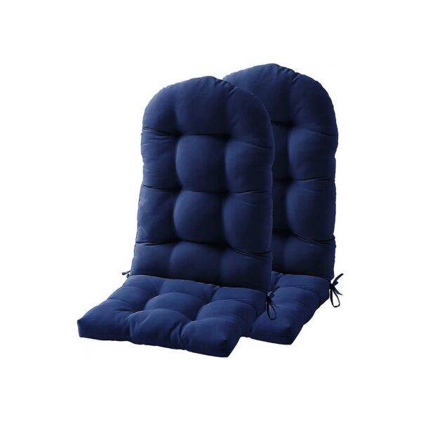 Royal Blue High Back Patio Cushions Waterproof Outdoor Chair Pads with Ties