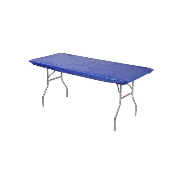 Royal Blue Rectangular Fitted Plastic Table Covers for 6 Foot Banquet Tables 10 Pack