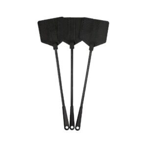 Rubber Fly Swatter Heavy Duty 10x10 cm Swatting Area 40cm Handle 3 Pack