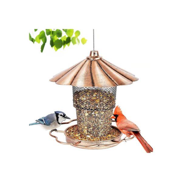 Rust Resistant Metal Wild Bird Feeder for Hanging Yard and Garden with Easy Refill Top