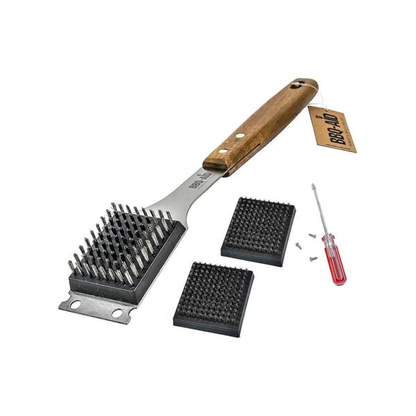 Safe and Durable Grill Brush with Stainless Steel Bristles for Ceramic Grills