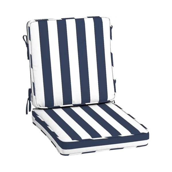 Sapphire Blue Cabana Stripe Outdoor Chair Cushion with Durable Foam and Quality Fabric