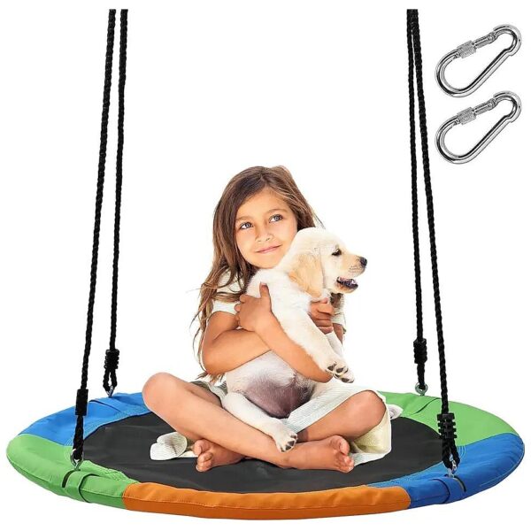 Saucer Swing for Kids and Adults with Stainless Steel Carabiners and PE Ropes