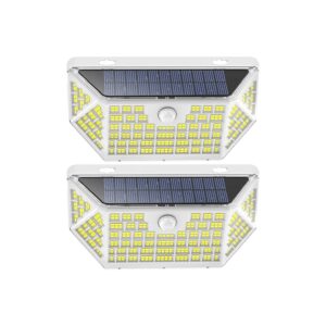 Saving Solar Powered White Outdoor LED Flood Lights with Motion Detector and Stay-On Mode