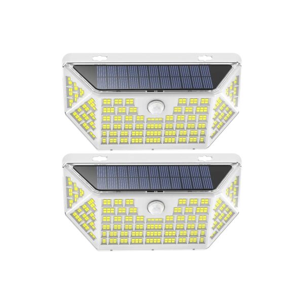 Saving Solar Powered White Outdoor LED Flood Lights with Motion Detector and Stay-On Mode