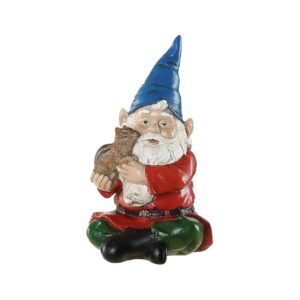 Sculpted Resin Gnome with Squirrel, Indoor and Outdoor Decoration