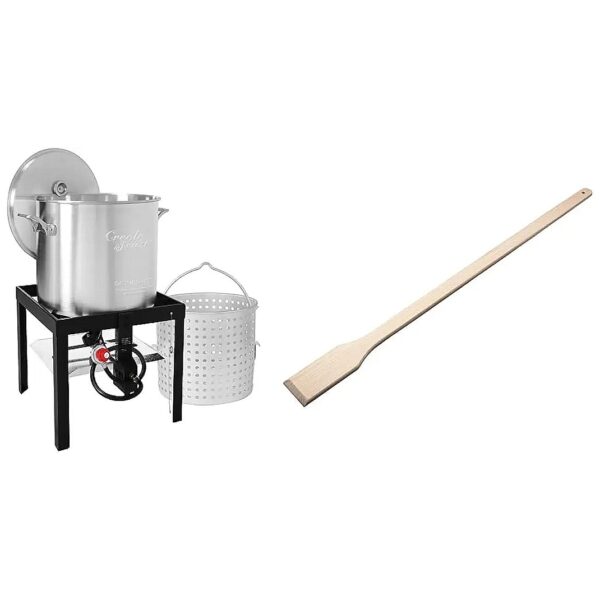 Seafood Boiling Kit 100 Qt Aluminum with 100000 BTU Jet Burner Stir Paddle Strainer