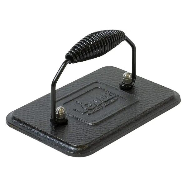 Seasoned Rectangular Cast Iron Grill Press with 3-Pound Capacity