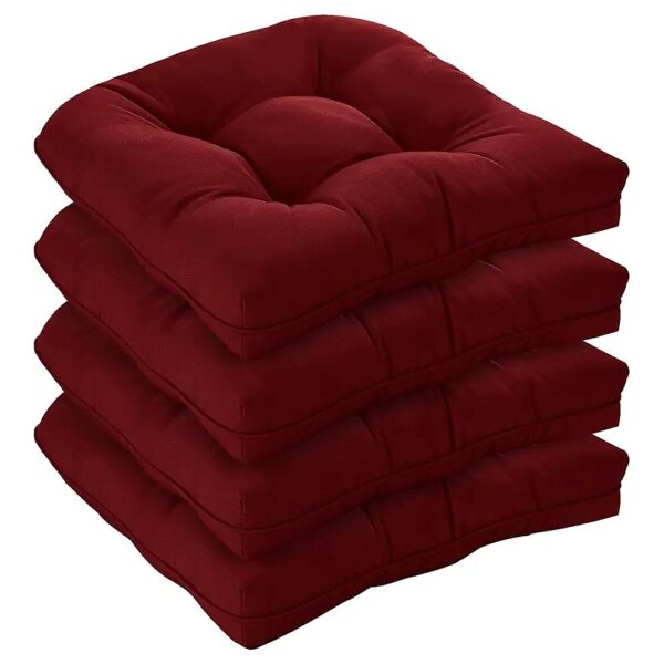 Seat Cushions for Outdoor Patio Furniture, 19x19 Inch, Tufted, Burgundy, 4 Pack