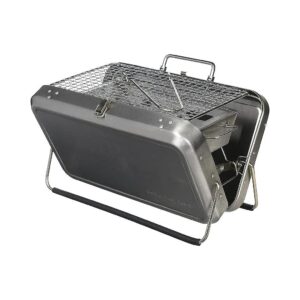 Secure Silver Portable Charcoal Grill for 2 Person BBQ