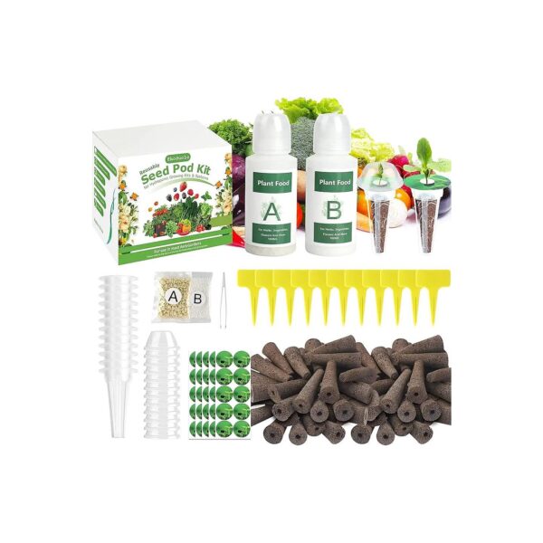 Seed Starter Kit for Hydroponic Growing Systems with Grow Sponges and Baskets