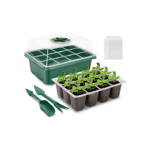 Seed Starter Tray Kit with 20 Plant Labels and 2 Small Plant Tools for Easy Seedling Care