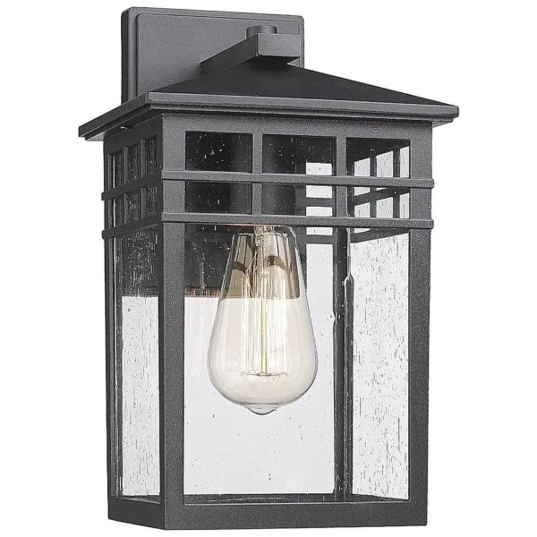 Seeded Glass Wall Mount Light Fixture with Black Finish for Outdoor and Indoor Use