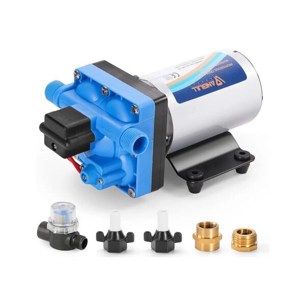 Self-Priming 5GPM 70PSI 12V Water Transfer Pump with 3/4'' Garden Hose Adapters