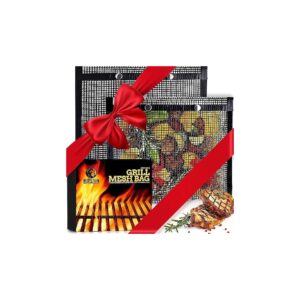 Set of 2 Black Rectangular BBQ Mesh Bags for Grilling Convenience