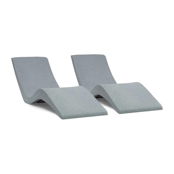 Set of 2 Gray Granite Pool Lounge Chairs for Water Depths Up to 9 Inches