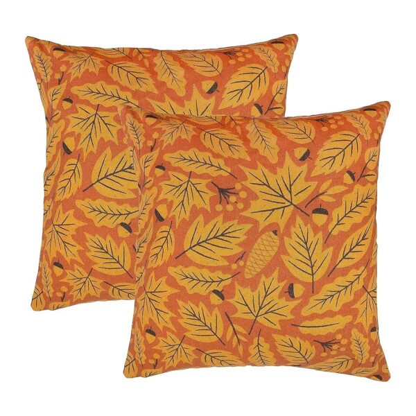 Set of 2 Maple Leaf Fall Cotton Pillow Covers for Home Decor 18x18 Inch