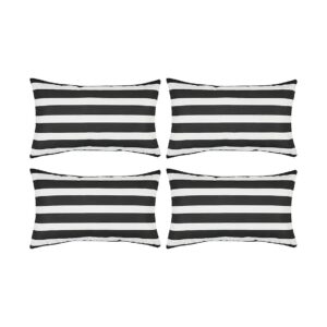 Set of 4 Black White Stripe Pillow Covers for Outdoor Patio Furniture