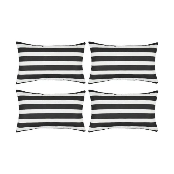 Set of 4 Black White Stripe Pillow Covers for Outdoor Patio Furniture