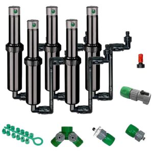 Set of 5 Adjustable Rotating Sprinklers with Connectors and Splitters for Easy Use