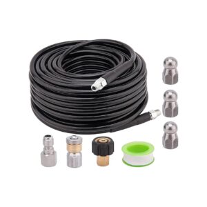 Sewer Jetter Kit for Pressure Washer Hose 100 Ft, 1/4 Inch NPT Drain Cleaning