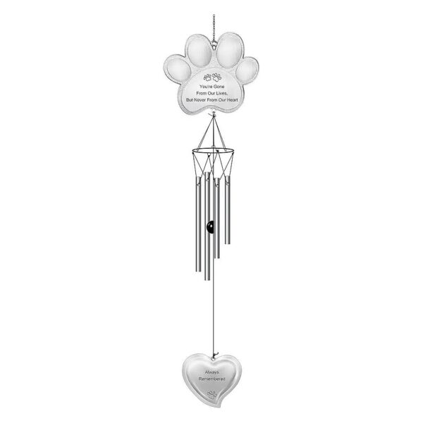 Shaped Pet Memorial Wind Chimes with Pawprints, Ideal Sympathy Gift for Pet Owners