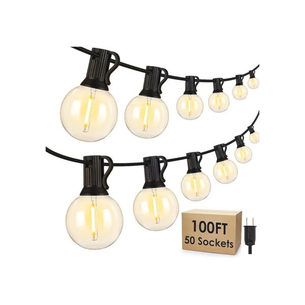 Shatterproof and Waterproof G40 Globe Bulbs with 100FT LED Outdoor String Lights