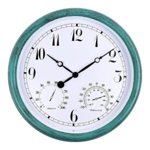 Silent Battery Operated Quartz Wall Clock with Thermometer