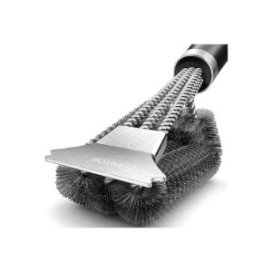 Silver Black Grill Brush with Scraper and Bottle Opener for Smoker and Grill Cleaning