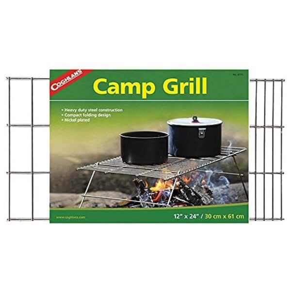 Silver Portable Camp Grill for Grilling Food Over Charcoal