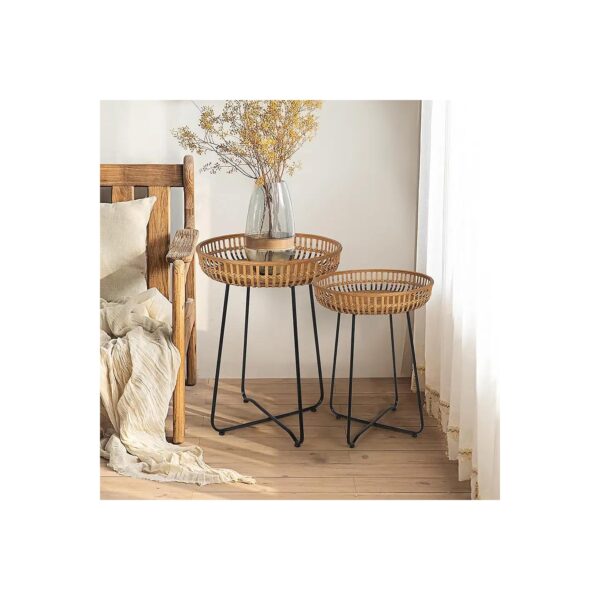 Simple Rattan Nesting Tables for Coffee Table Living Room and Bedroom Use