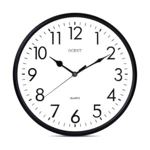 Simple and Elegant Black Rim White Dial Analog Wall Clock for Indoor and Outdoor Decor