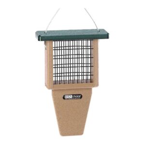 Single Cake Suet Feeder with Green Roof and Taupe Base for a Natural and Attractive Bird